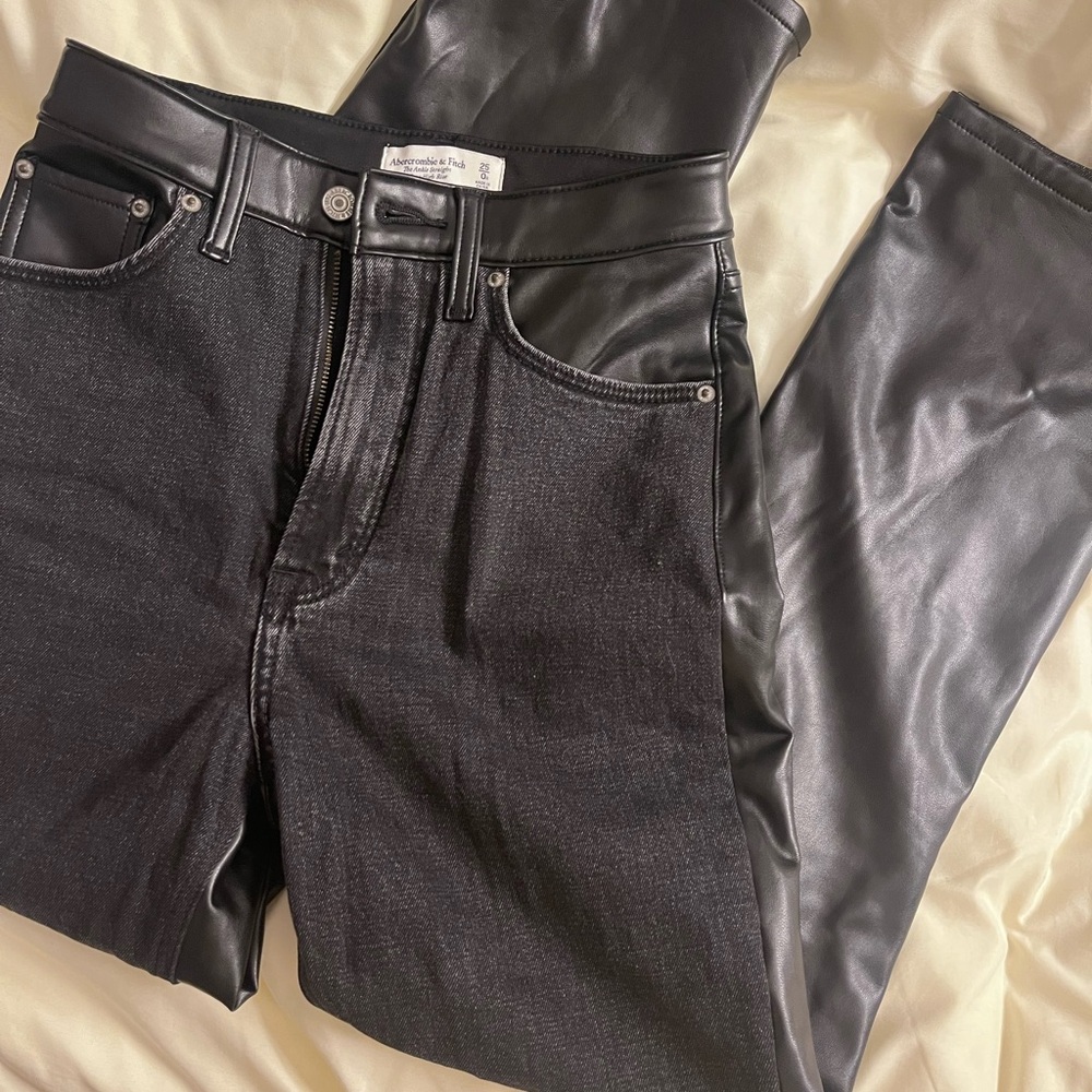 ABERCROMBIE Denim and Leather Pants